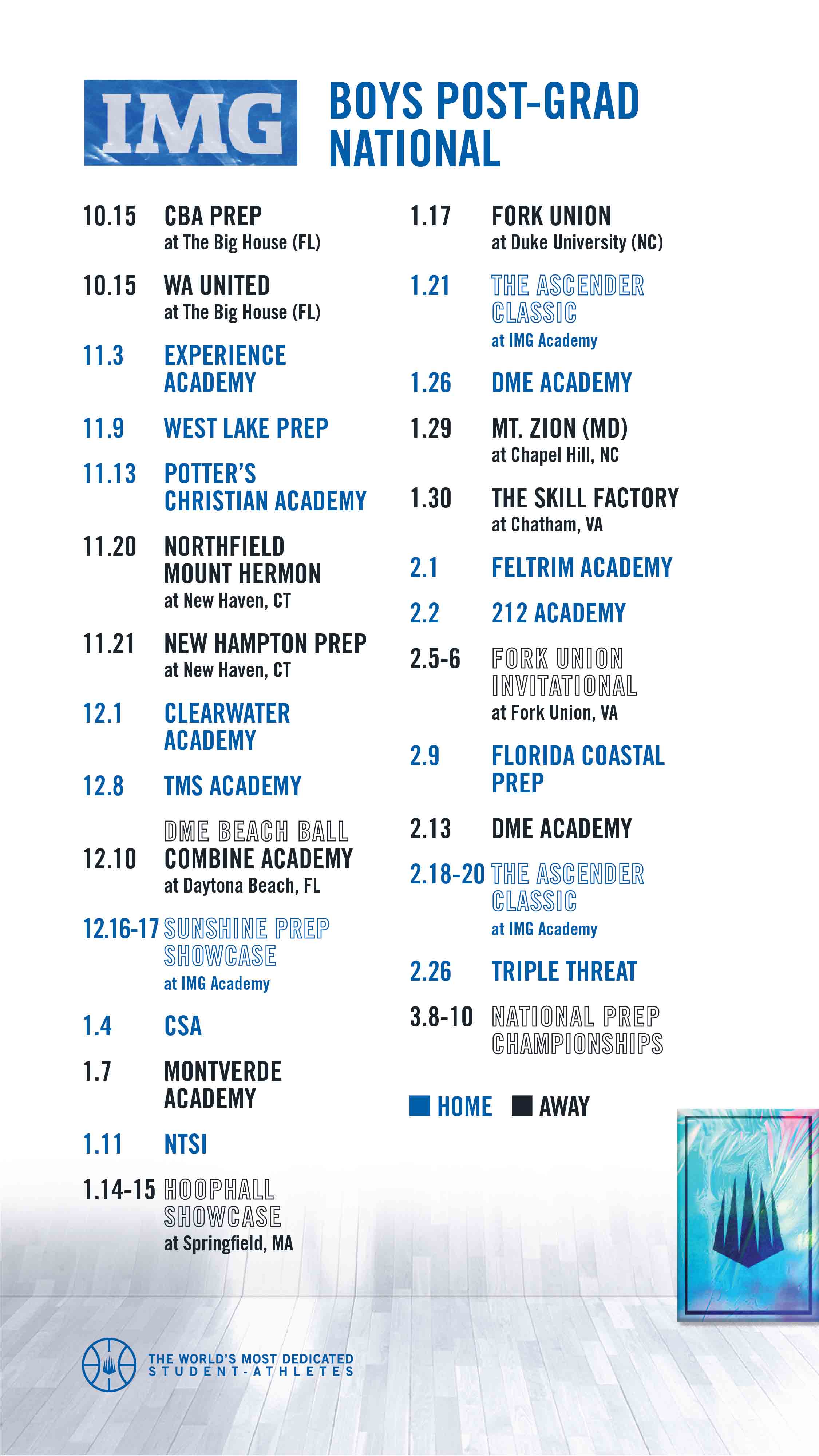 Boys Post-Grad Schedule 2021-2022 Boys Post-Grad Schedule
