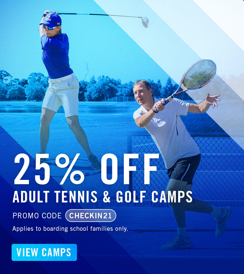 25% off Adult Tennis & Golf Camps