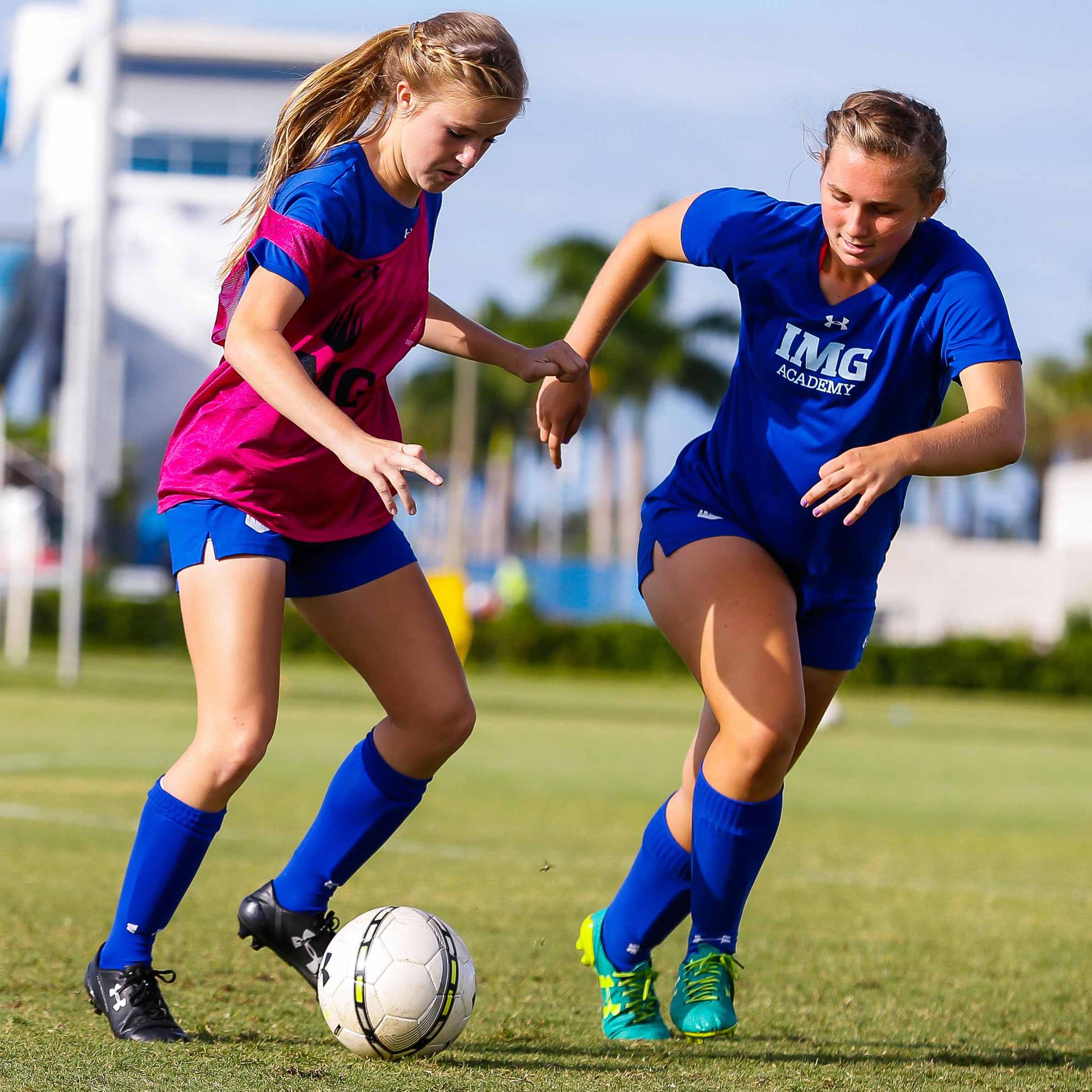 Girls Playing Soccer Team