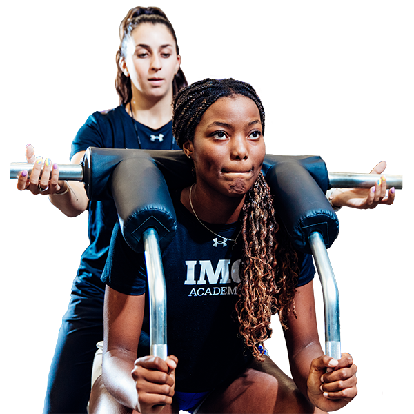 Performance campers weightlifting in the performance center