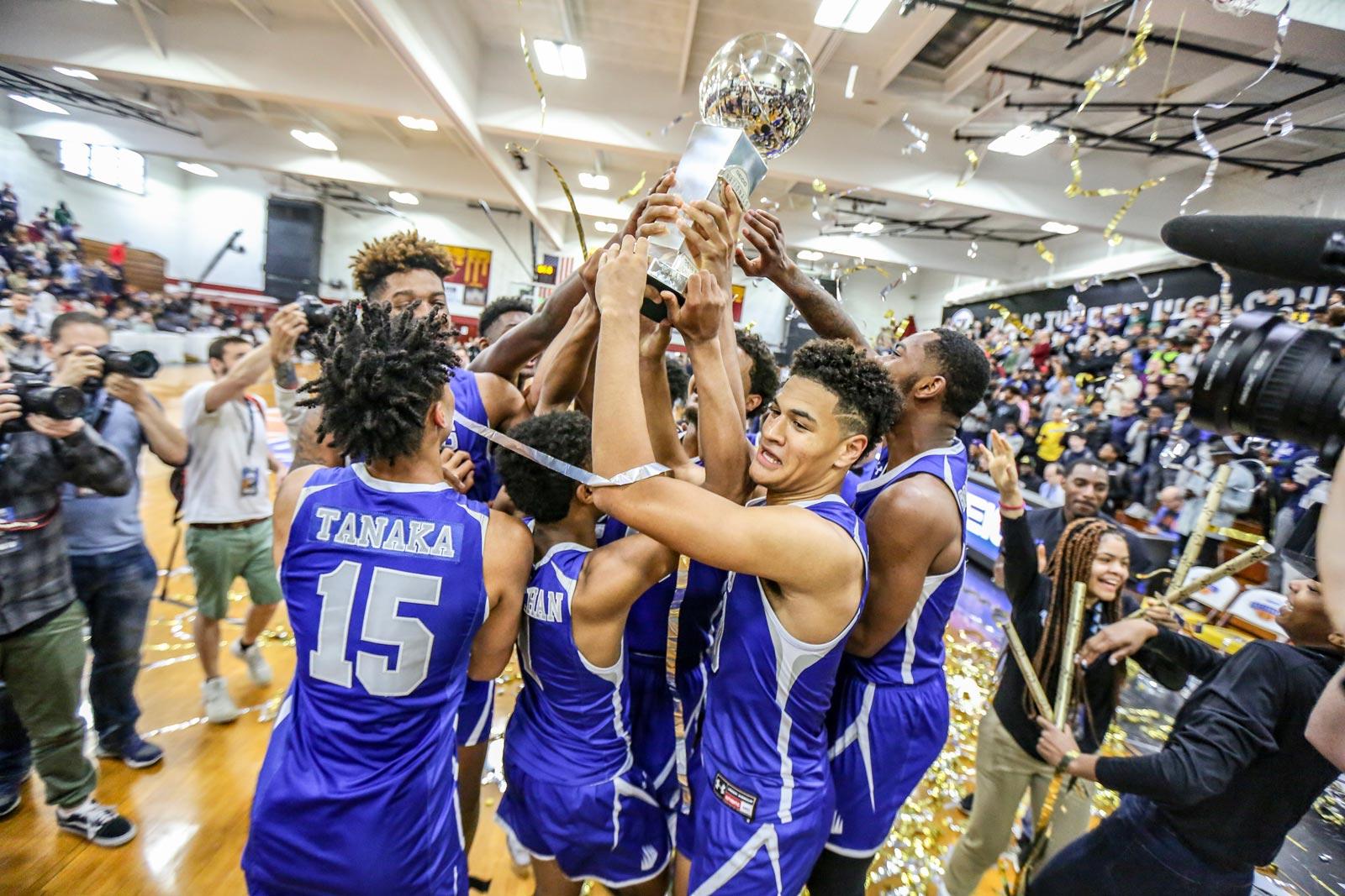 IMG Academy Basketball National Team celebrates winning the GEICO Nationals