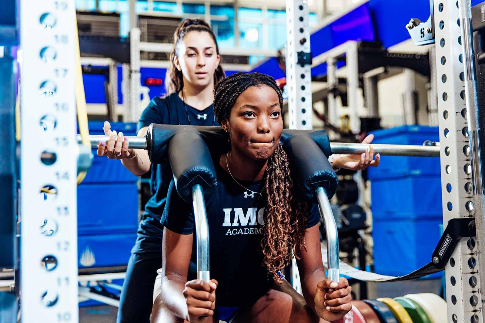 IMG Academy Campers working out in the gym