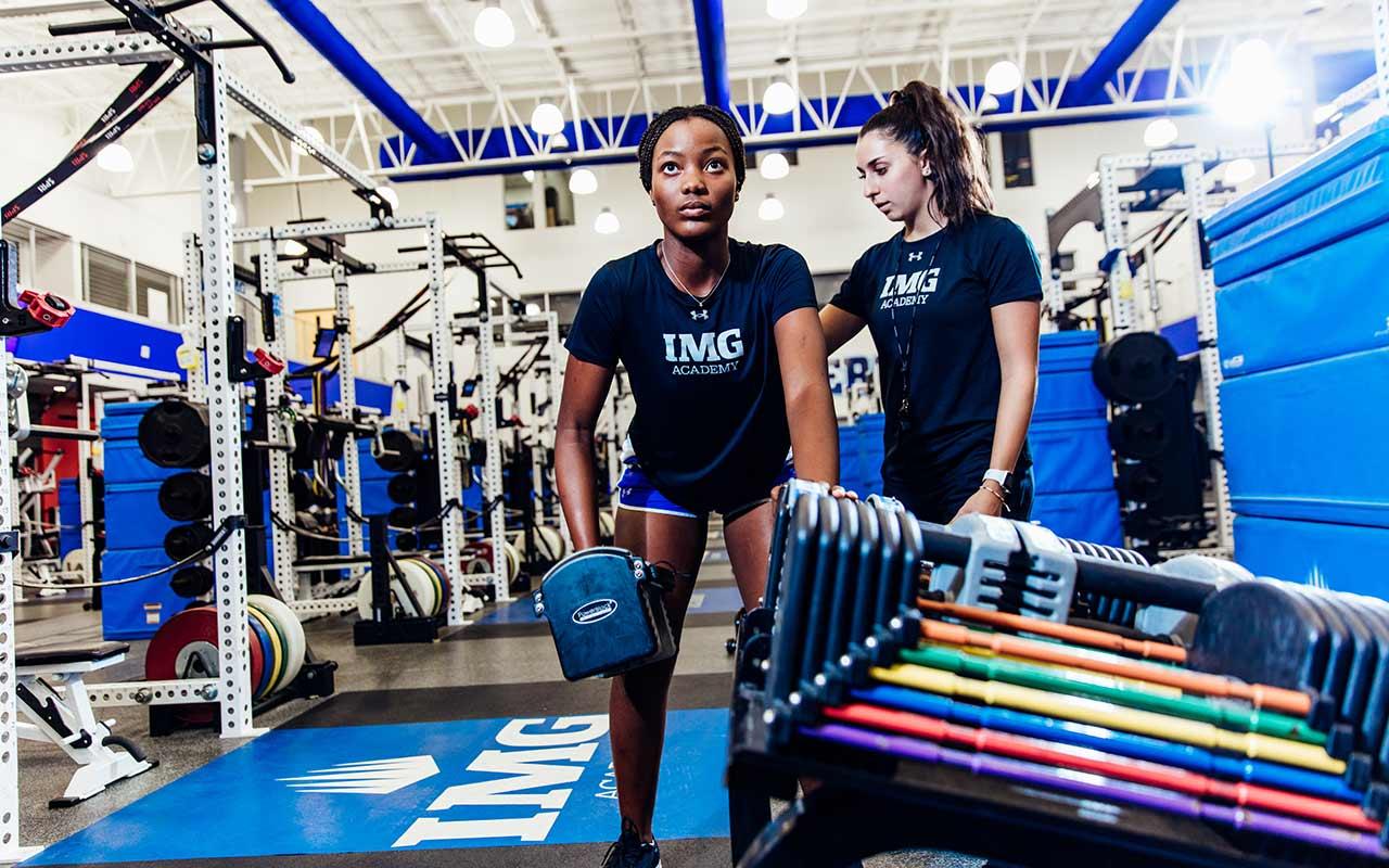 IMG Academy student athletes training in the performance center