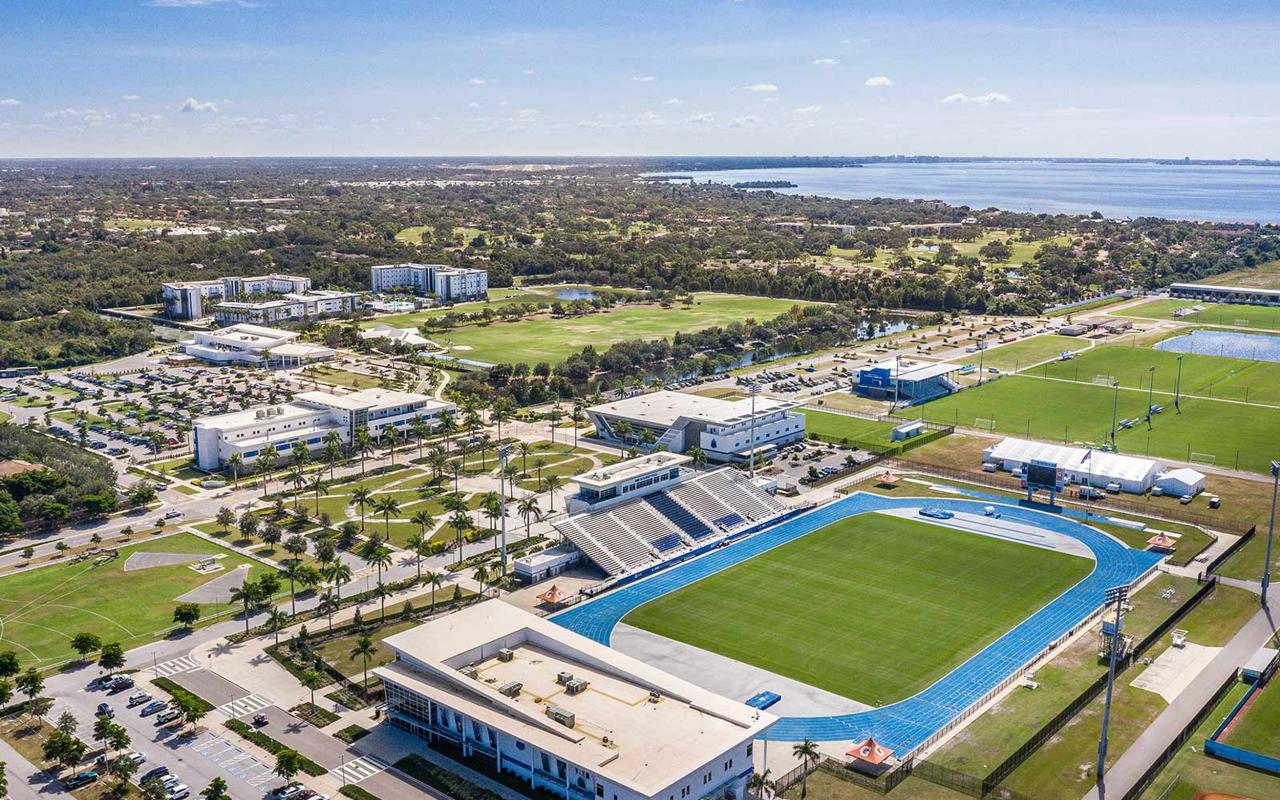 Aerial shot of the IMG Academy campus