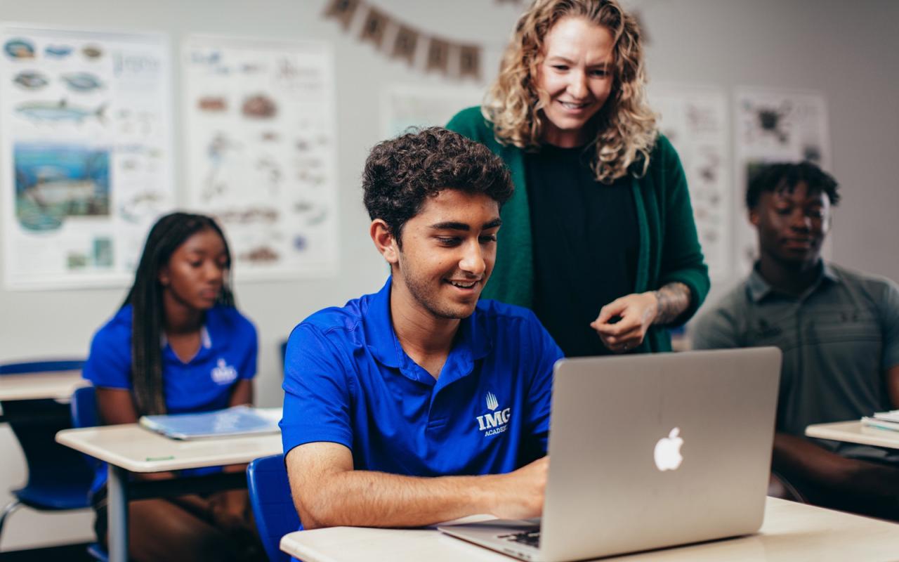 A student at IMG Academy in a classroom